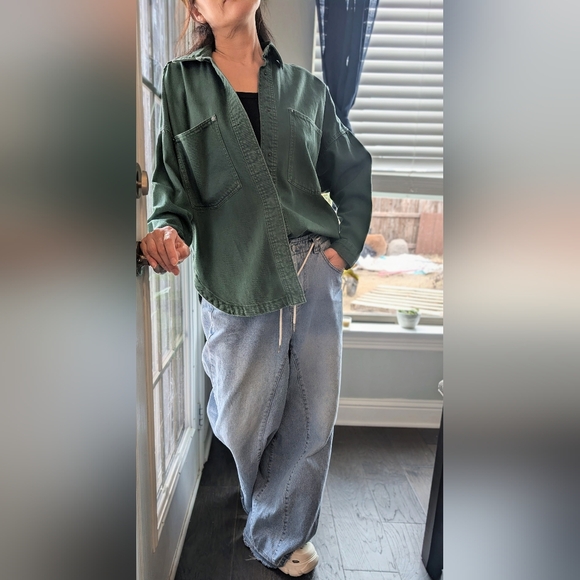 Zara Oversized Washed Green Denim Shacket for Women. NWOT!! - Picture 3 of 10